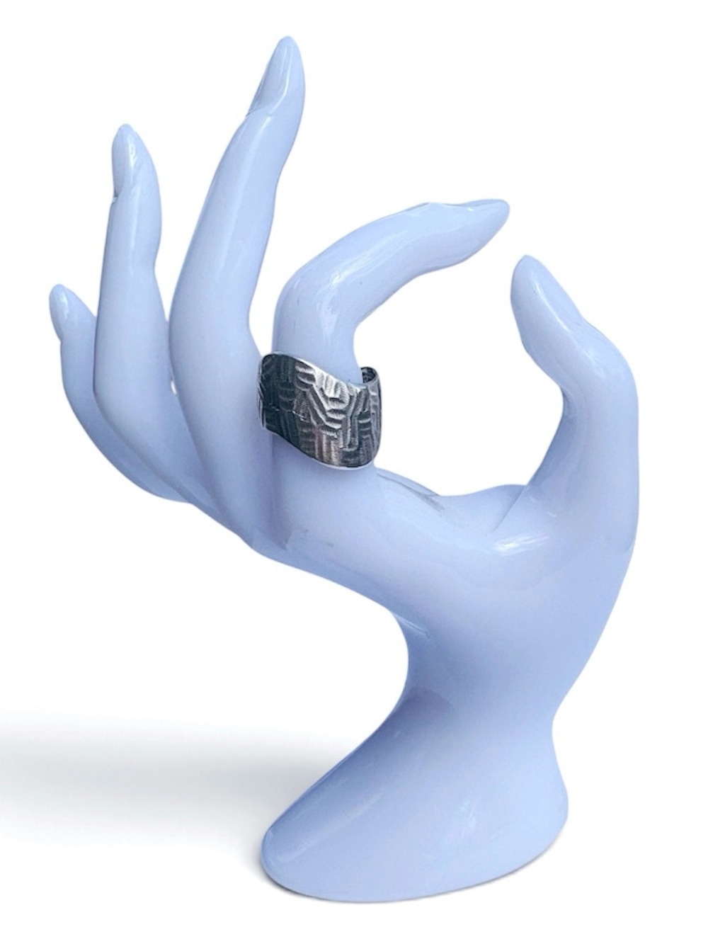 Sterling Silver Geometric Hammered Band Ring